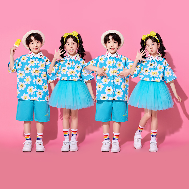 六一儿童演出服小学生合唱服表演运动会花朵衬衫啦啦操幼儿园班服
