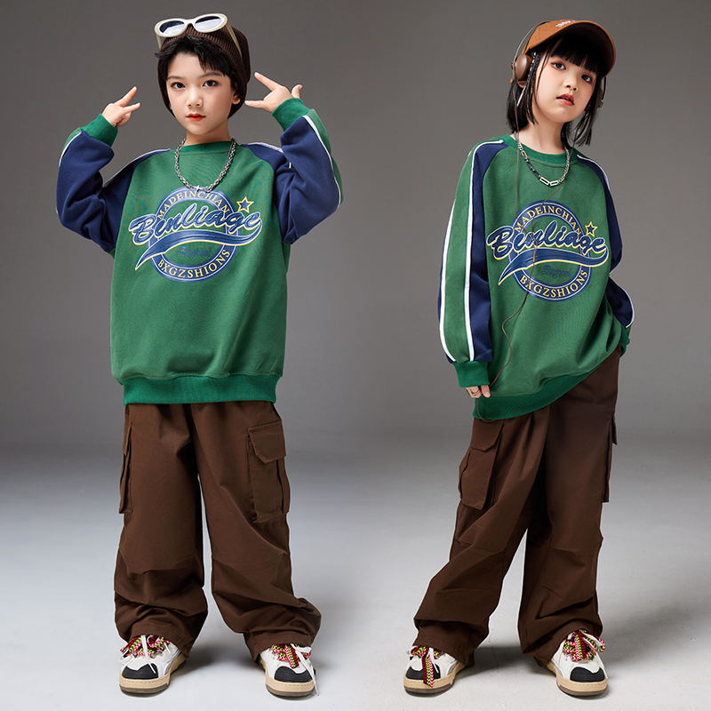 街舞儿童潮服嘻哈绿色卫衣