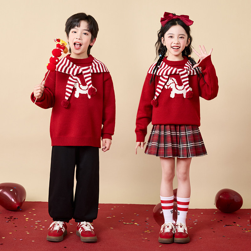 元旦儿童演出服合唱服表演服幼儿园小学生毛衣马年拜年服新亲子装,童装/婴儿装/亲子装,儿童演出服,淘宝优惠券,粉丝福利购,淘宝优惠卷