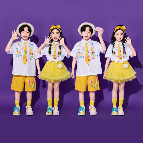 六一儿童演出服小学生运动会开幕式啦啦操印花衬衫班服表演合唱服