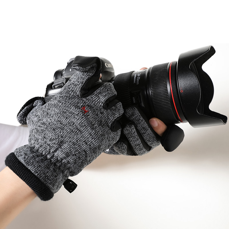 马田加厚加绒触屏摄影师手套男女防滑防寒保暖冬季户外拍照专业级
