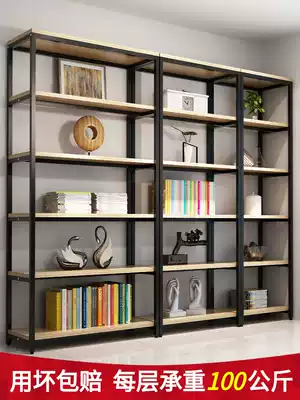 Wrought iron bookshelf Simple children's multi-layer shelf Living room bookcase steel wood storage shelf floor storage shelf customization