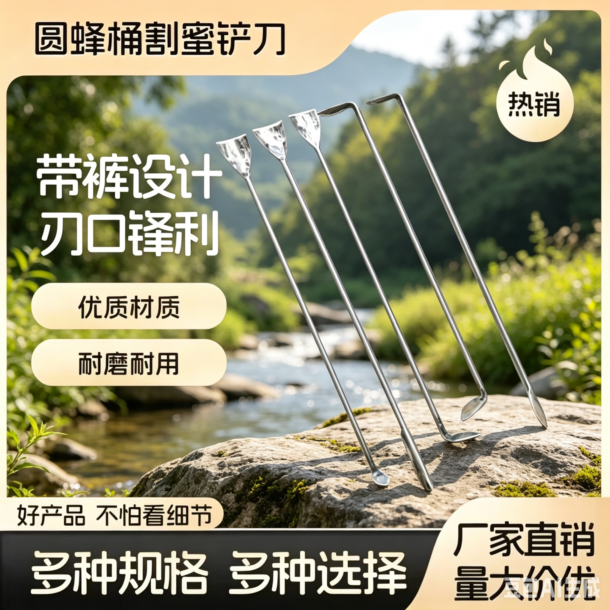 割蜜专用刀老式手工锻打淬火中蜂多功能蜂蜜工具圆桶不锈钢铲子