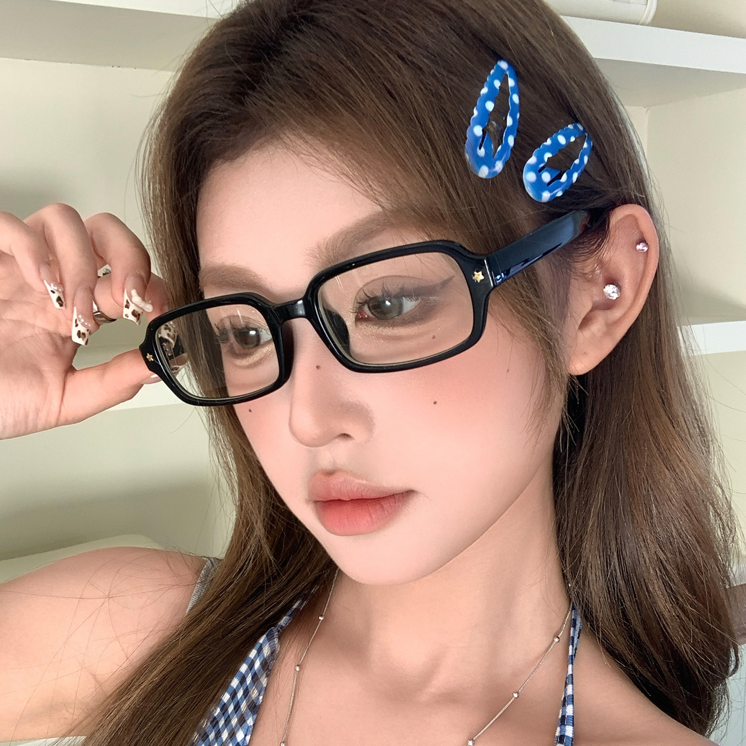 网红方形近视眼镜框女潮