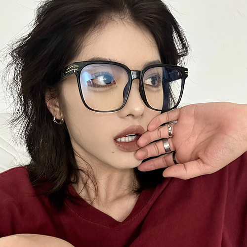 韩版大框防蓝光平光镜女