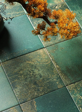复古绿色瓷砖法式卫生间墙砖民宿餐厅吧台小方砖浴室防滑地砖全瓷