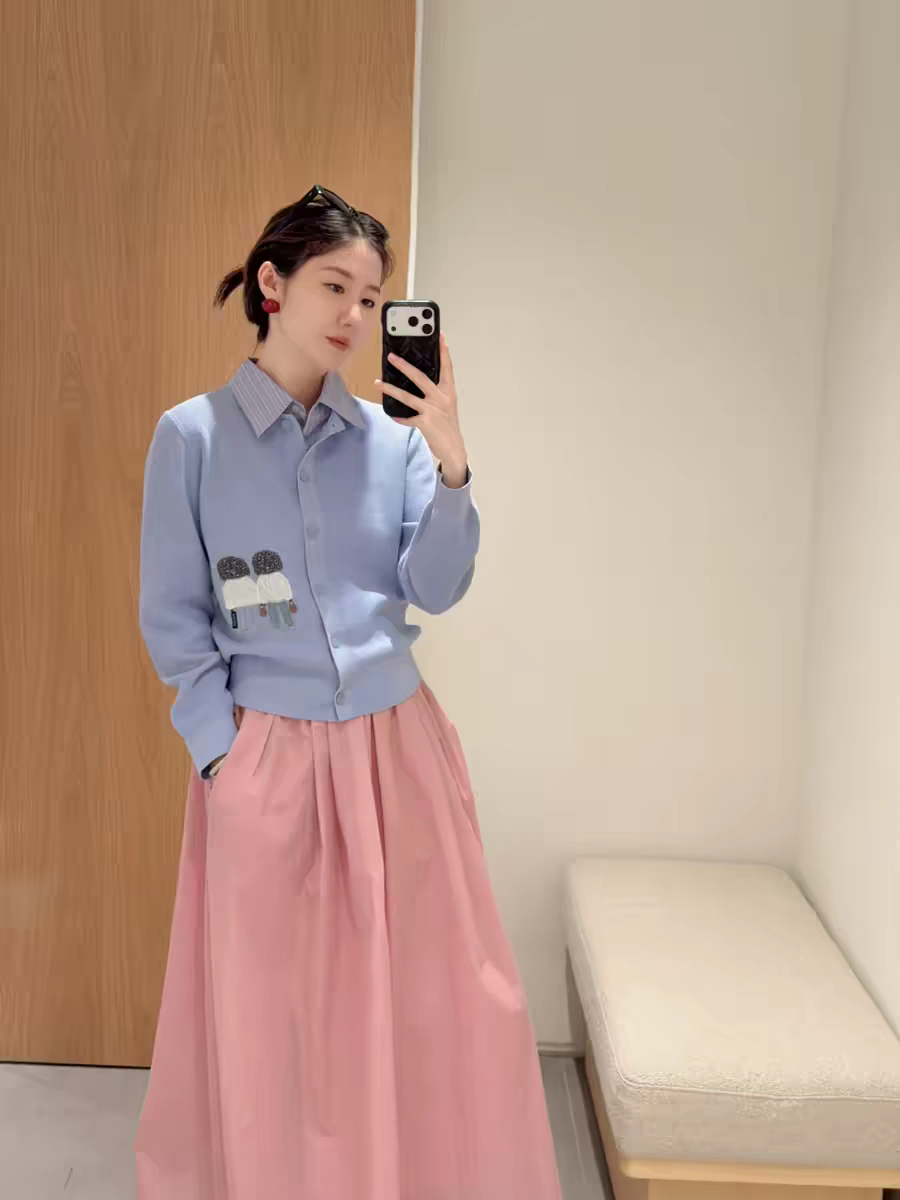 亲妈~褶皱设计时尚中裙2026年春季新品高级感粉色半身裙女