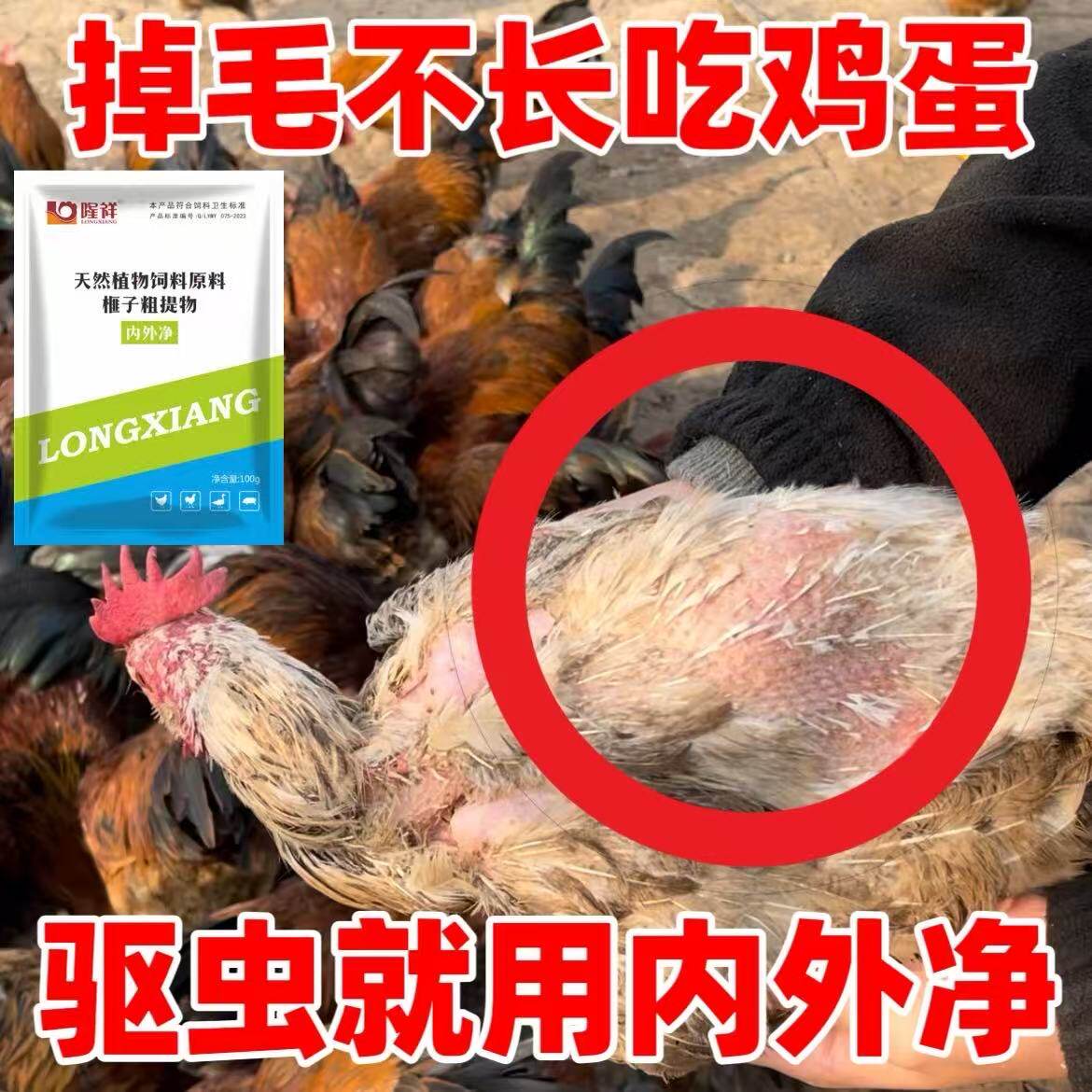 鸡驱虫药养鸡专用驱虫药线虫蛔虫绦虫隆祥内外净鸡鸭鹅体内外驱虫