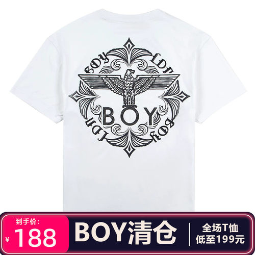 BOY LONDON专柜正品男女夏烫金印花百搭宽松短袖T恤B262N0104601