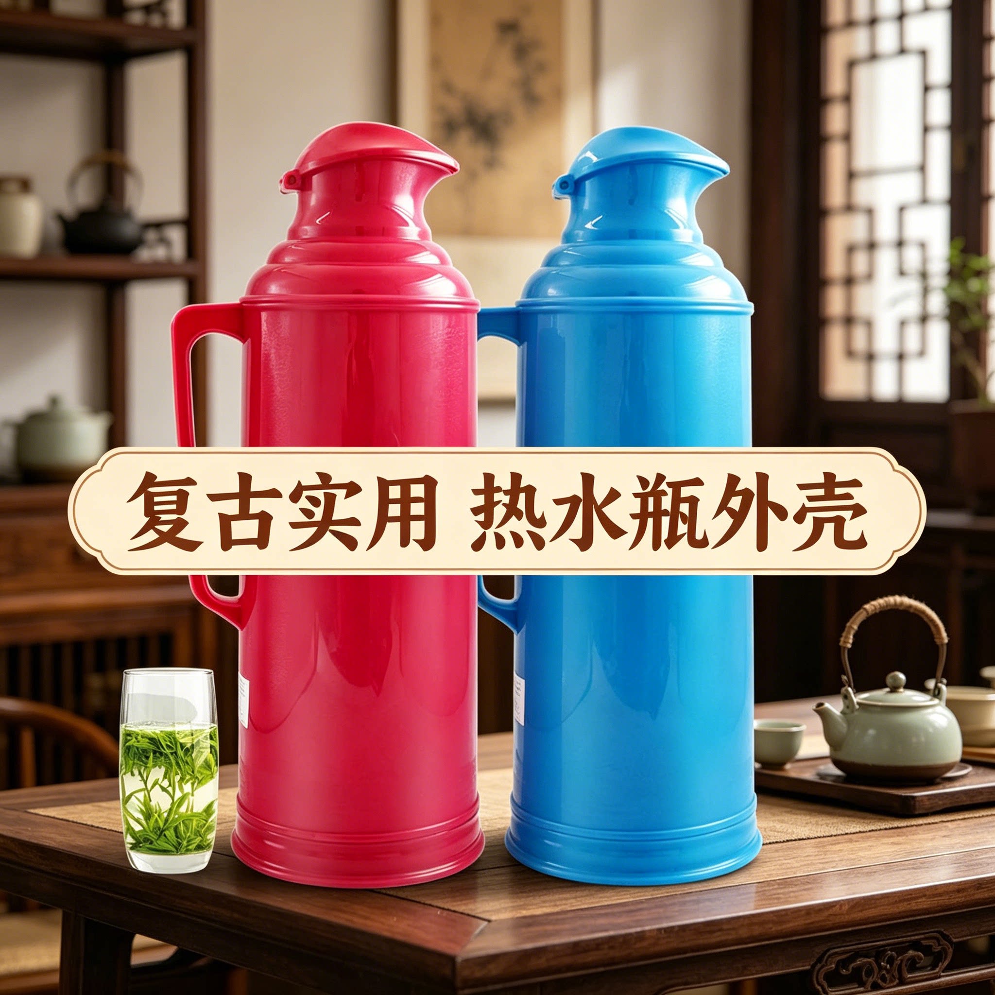 保温壶塑料老式时尚暖瓶餐厅暖水瓶泡茶壶学生用车载户外暖壶