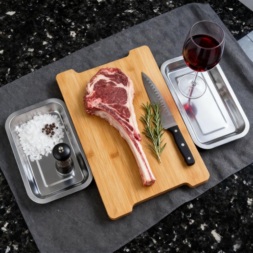 不锈钢带槽竹砧板厨房便携分装芝士面包水果蔬菜备餐简约切菜板