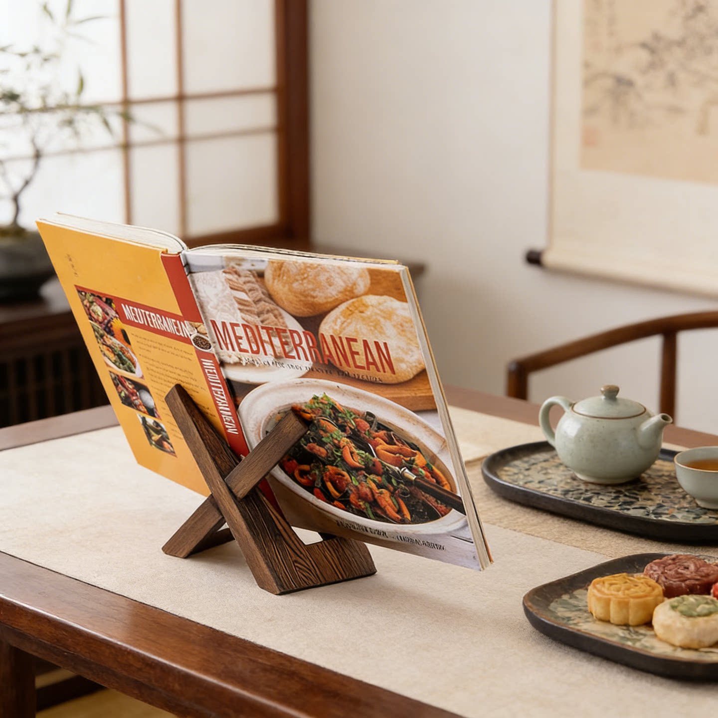 食谱架餐厅日历复古美式立式架子菜支架乐学习绘本吧台多功能简易