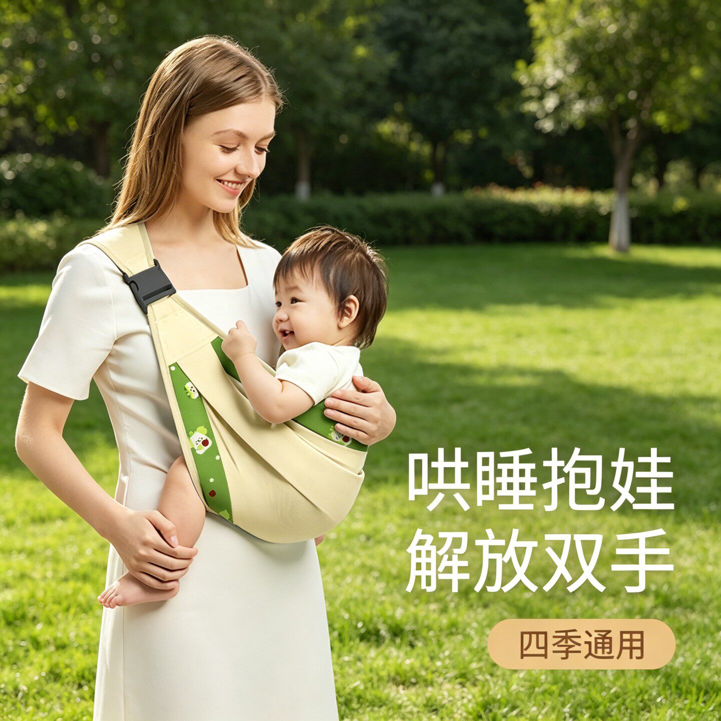 抱娃多功能孩子出门神器小背0一1岁绑带外出行-6透气横抱斜背带