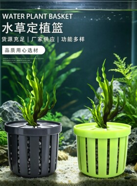 定植杯水草泥鱼缸固定器水族植物种植杯定植蓝塑料花卉龟缸定植篮
