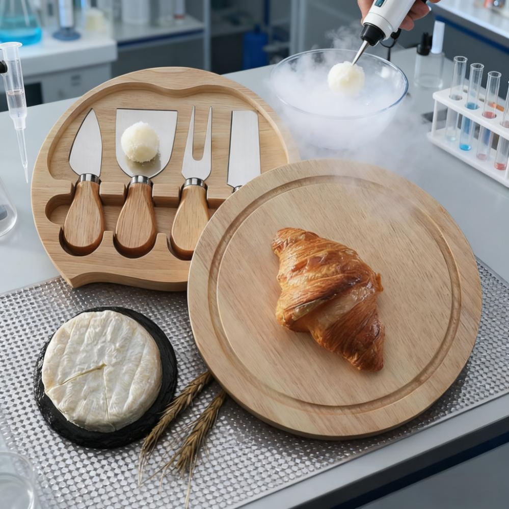 橡胶木盒4件套收纳盒竹木平刀尖刀切法式贝果芝士豆腐羊奶酪