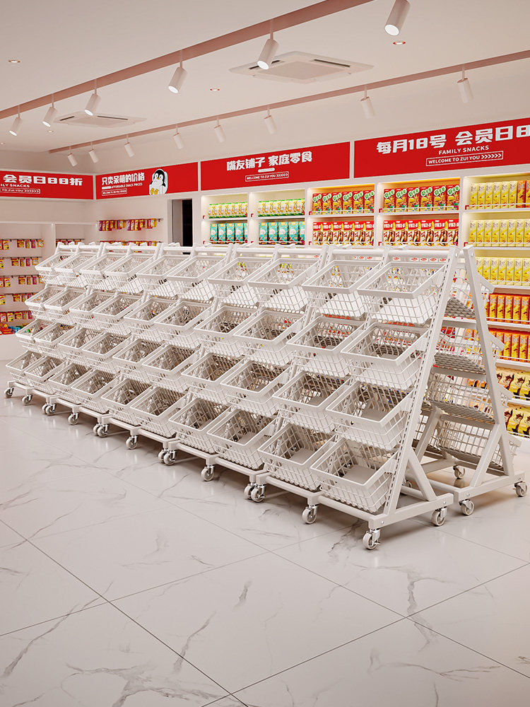 四层超市货架便利店展示架小卖部单双面组合置物架药店零食置物架