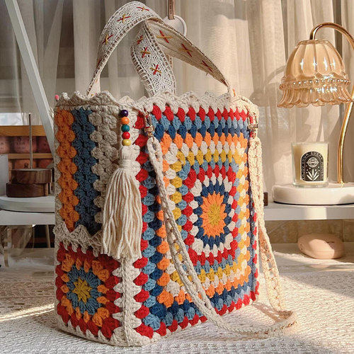 韩系祖母格包包钩针编织材料包