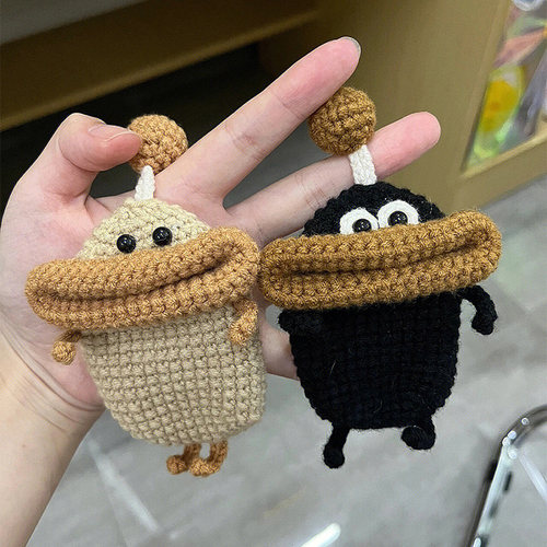 毛线编织香肠嘴耳机套