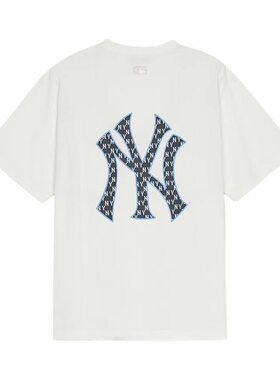 MLB MONOGRAM 透气后背大logo短袖圆领T恤 男女3ATSM0653-50IVS
