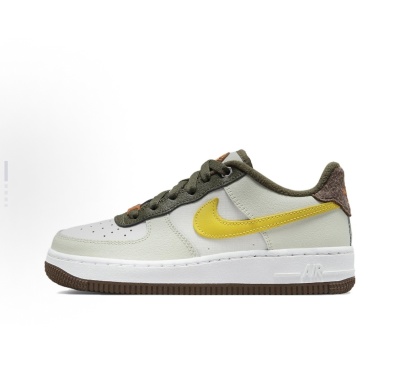 Nike Air Force 1 皮革  耐磨 低帮 儿童板鞋 芥末黄FV3647-171