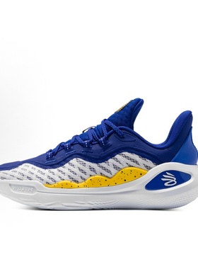Under Armour Curry 11透气 低帮 篮球鞋 男款 白蓝黄3026615-100