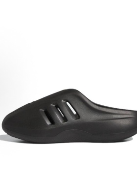 adidas originals 百搭 防磨防滑包头拖鞋 男女同款 黑色IG6969