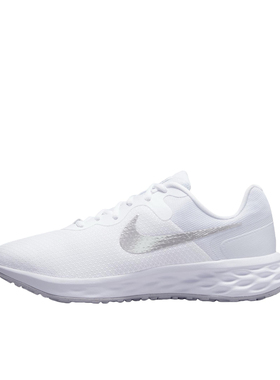 Nike Revolution 6 跑鞋 减震网面透气 女款/白色/银色DC3729-101