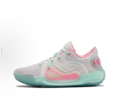 Under Armour Spawn 2耐磨 篮球鞋 男女同款 白粉绿3022626-104
