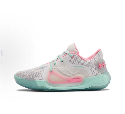 Under Armour Spawn 2耐磨 篮球鞋 男女同款 白粉绿3022626-104