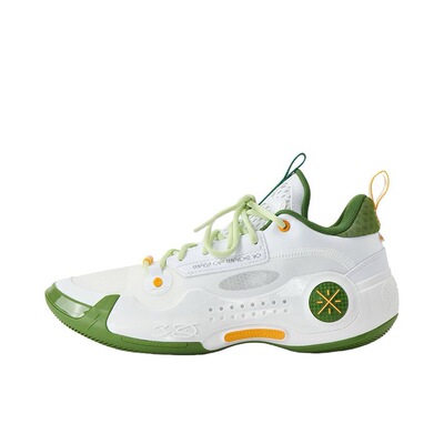 LiNing李宁 实战运动 减震耐磨 低帮 篮球鞋 男款 白绿ABAS083-30
