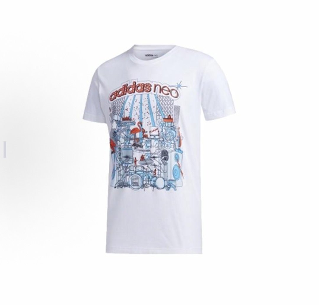 adidas neo 运动纯色短袖T恤 男款 白色FP7295