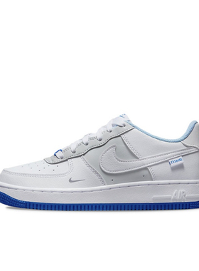 Nike Air Force 1 皮革防滑耐磨 低帮 儿童板鞋 白蓝色FB1844-111