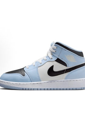 Air Jordan 1 Mid皮革 轻便 防滑耐磨 白蓝色 青少年555112-401