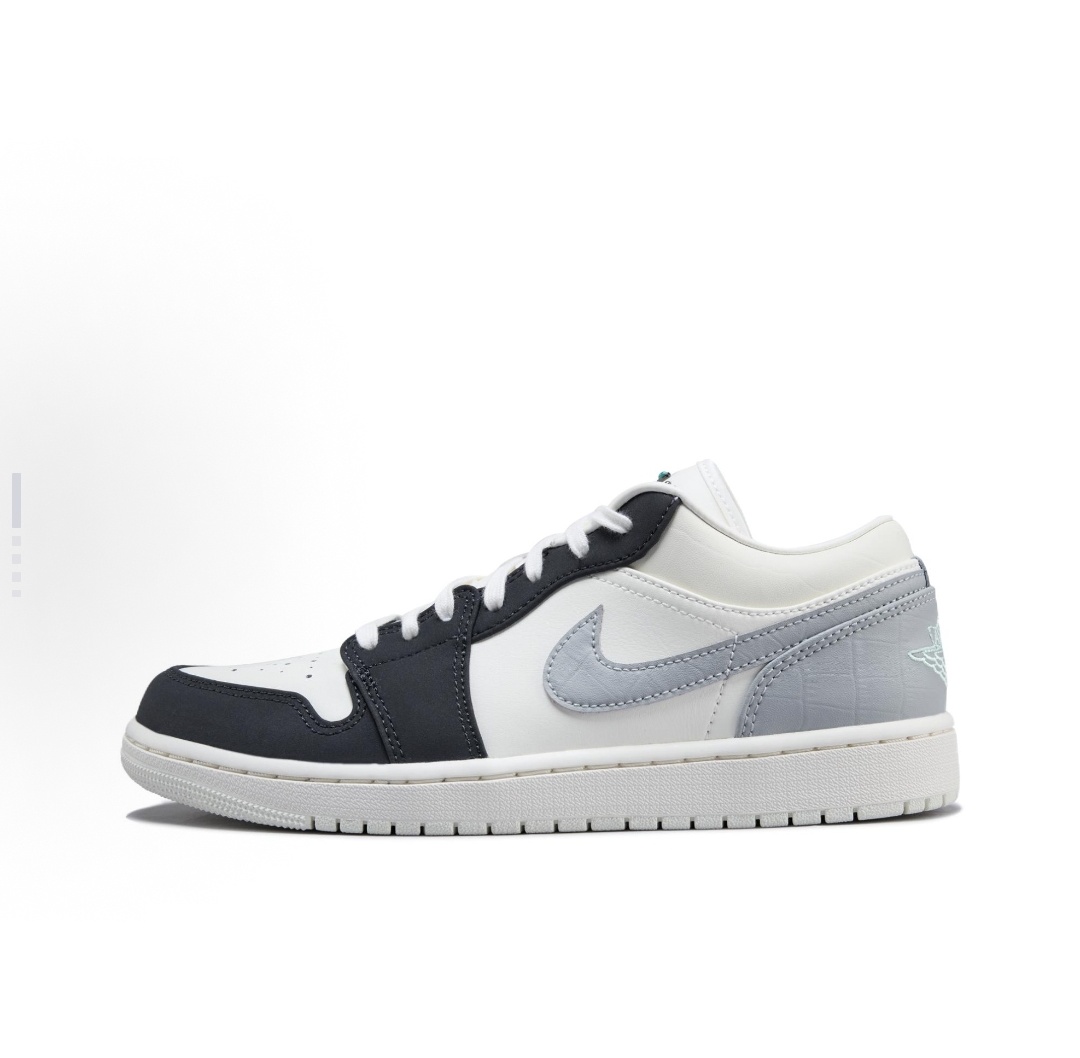 Jordan Air Jordan 1 Low耐磨 低帮篮球鞋 男款 白灰黑IO2242-101