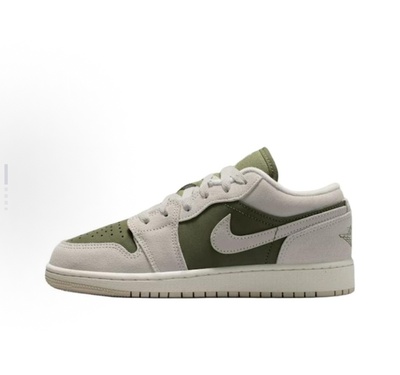 Jordan Air Jordan 1 SE 时尚 低帮 儿童灰绿 男女同款HV4396-201