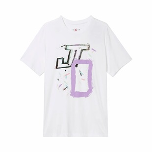 Jordan 字母印花圆领休闲宽松套头短袖T恤 男款 白色HF3948-100