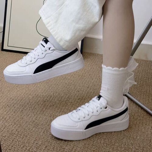 PUMA彪马 Skye 皮革 街头风 低帮 板鞋 女款 白黑374764-02