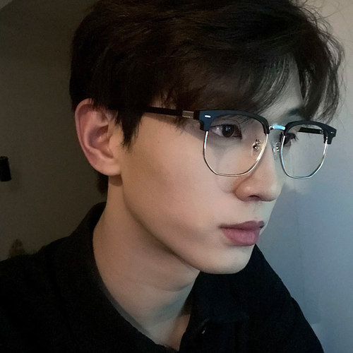 理工男商务复古半框眼镜潮流痞帅