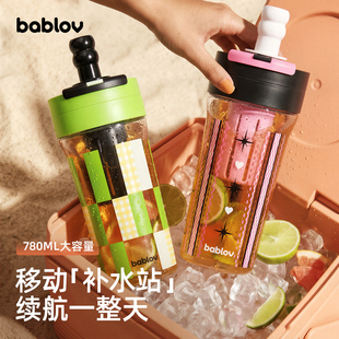 百万粉】bablov吸管杯高颜值tritan茶水分离