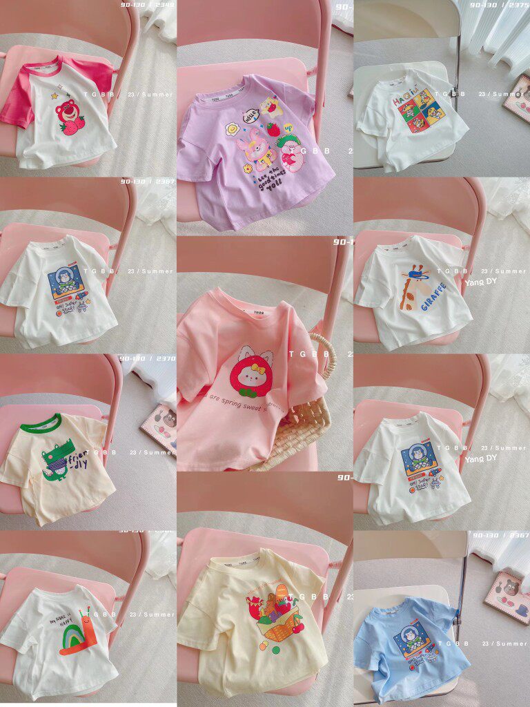 糖果爸爸品牌童装夏季韩版卡通纯棉短袖t恤男小童女小童百搭吸汗