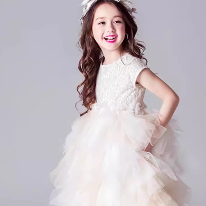 儿童走秀礼服2025新款春夏女童模特主持洋气公主裙长款钢琴演出服