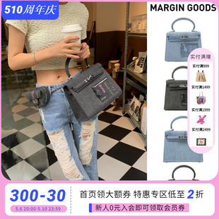 goods新品 Margin assemble牛仔字母涂鸦手提包小众设计感休闲女