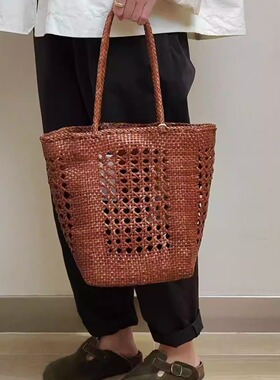 现货正品Dragon diffusion8859牛皮编织手提包镂空单肩女包大容量