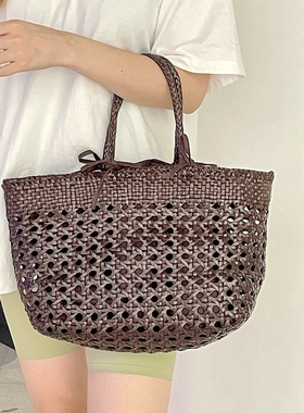 Dragon diffusion8923手工牛皮镂空编织包法式文艺复古单肩包女