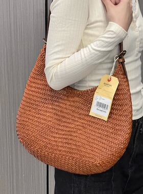 正品现货Dragon Diffusion8021法式篮子牛皮编织包单肩腋下手提包