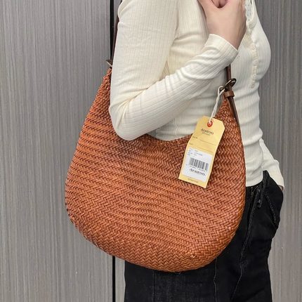 Dragon Diffusion8021法式篮子牛皮编织包复古单肩腋下手提包女