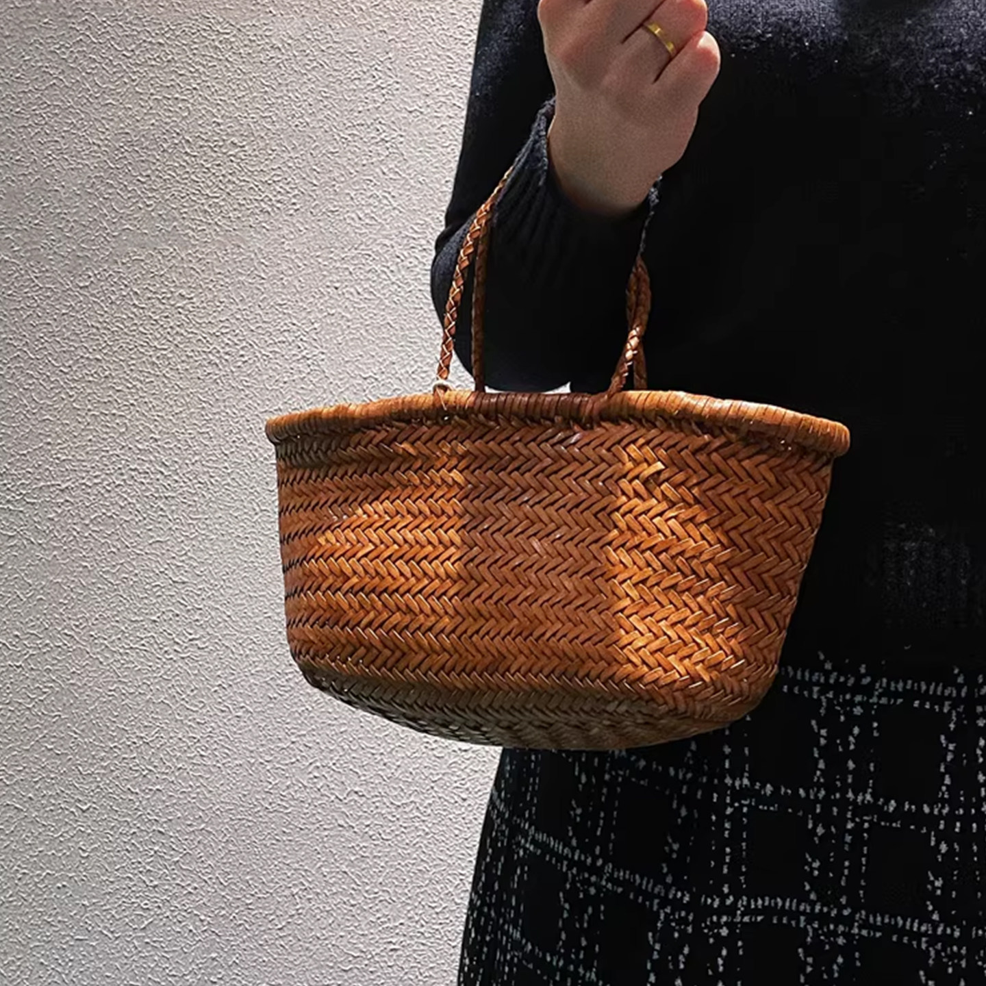 Dragon Diffusion8855法式篮子牛皮编织包文艺百搭mini手提单肩包,箱包皮具/热销女包/男包,通用款女包,淘宝优惠券,粉丝福利购,淘宝优惠卷