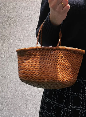 Dragon Diffusion8855法式篮子牛皮编织包文艺百搭mini手提单肩包