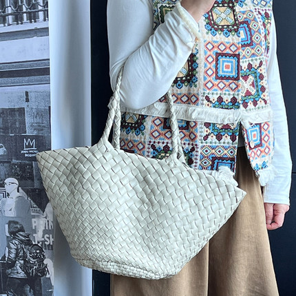 正品现货Dragon diffusion8026法式牛皮编织包单肩手提大托特包