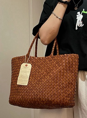 Dragon Diffusion8891/8890法式篮子牛皮手工编织包文艺单肩包